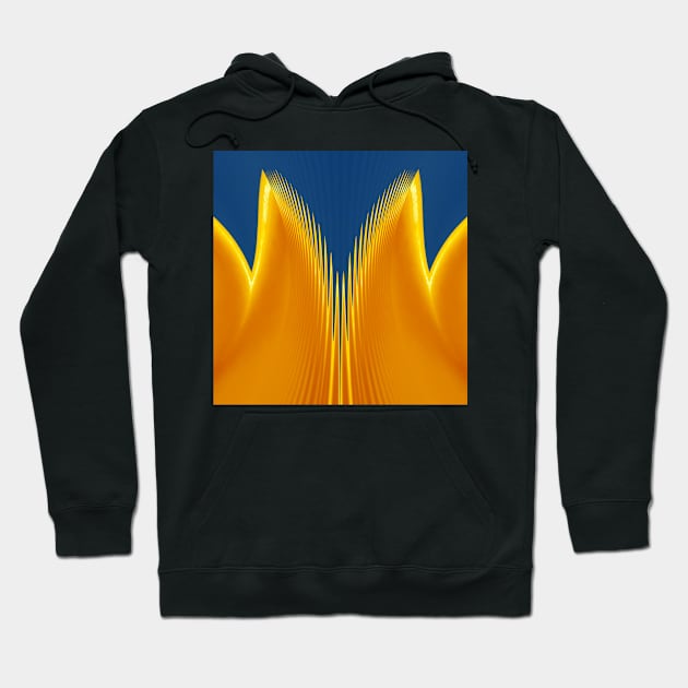 Hallelujah . Abstract featherweight symmetrical design in vivid yellow and bright blue Hoodie by mister-john